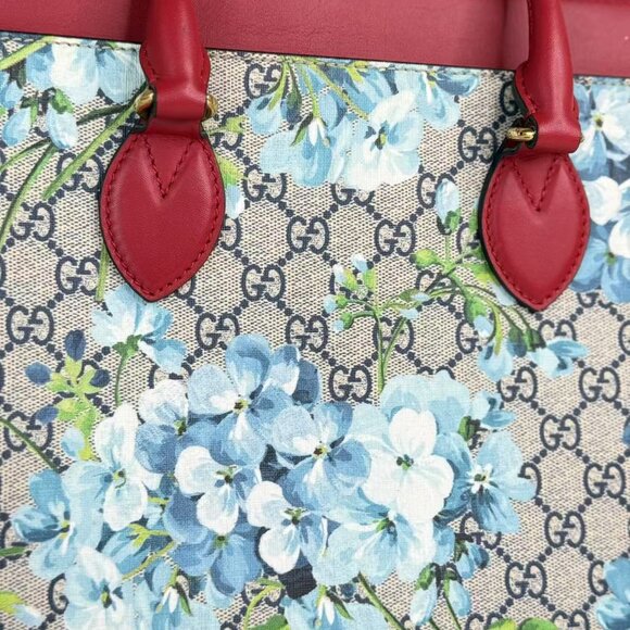 Gucci GG Logo Supreme Flower Shoulder Bag with Red Handles & Floral Design - Picture 9 of 11